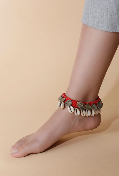 Tangerine Orange Coin Tribal Anklet – TJORI