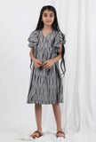 Black Ikat Wrap Around Cotton Dress