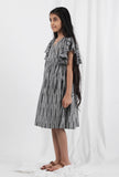 Black Ikat Wrap Around Cotton Dress