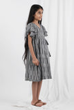 Black Ikat Wrap Around Cotton Dress