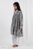 Set Of 2: Grey & White Ikat Cotton Kurta and Pants