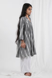 Set Of 2: Grey & White Ikat Cotton Kurta and Pants