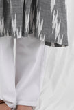 Set Of 2: Grey & White Ikat Cotton Kurta and Pants