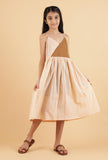 Peach & Dark Brown Mulmul Dress