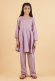 Set Of 2: Light Purple Mulmul Kurta & Mauve Pants