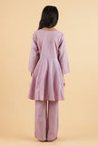 Set Of 2: Light Purple Mulmul Kurta & Mauve Pants