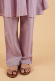 Set Of 2: Light Purple Mulmul Kurta & Mauve Pants