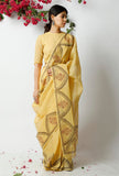 The Somber Yellow Kota Doria Saree