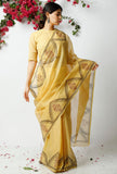 The Somber Yellow Kota Doria Saree