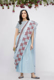 Blue Kota Hand-Block Printed Sari