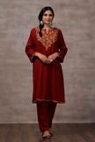 Lata Maroon Straight Woollen Kurta