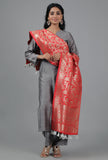 Imperial Red Chanderi Brocade Dupatta