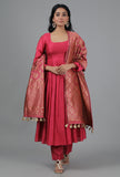 Burnt Coral Chanderi Brocade Dupatta