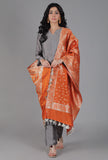 Apricot Orange Chanderi Brocade Dupatta