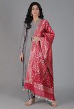 Dull Red Chanderi Brocade Dupatta