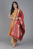 Coral Pink Chanderi Brocade Dupatta