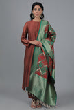 Forest Green & Maroon Bandhani Brocade Dupatta