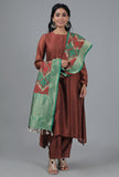 Forest Green & Maroon Bandhani Brocade Dupatta