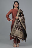 Gold & Walnut Brown Bandhani Brocade Dupatta