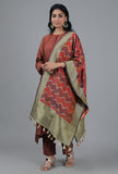 Rust Bandhani Brocade Dupatta