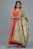 Gold Bandhani Brocade Dupatta