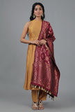 Cherry Red Chanderi Brocade Dupatta