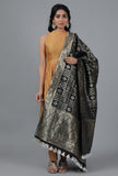 Coal Black Bandhani Brocade Dupatta