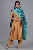 Teal Blue Bandhani Brocade Dupatta