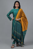 Ochre & Emerald Green Ikat Dupatta