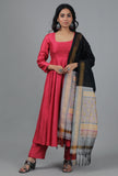 Black & Cloud Grey Ikat Dupatta