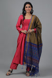 Mud Brown & Blue Ikat Dupatta