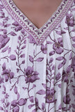 Dusty Lavender Motif White Cotton Kurta