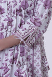 Dusty Lavender Motif White Cotton Kurta