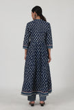 Indigo Printed Blue Cotton Anarkali