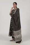 Ajrakh Printed Black & White Cotton Dupatta