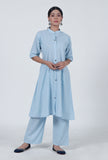 Set Of 2: Sky Blue Cotton Kurta & Pant Set