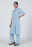 Set Of 2: Sky Blue Cotton Kurta & Pant Set