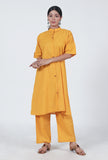 Set Of 2: Yellow Cotton Kurta & Pant Set