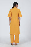 Set Of 2: Yellow Cotton Kurta & Pant Set