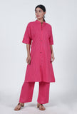 Set Of 2: Pink Cotton Kurta & Pant Set