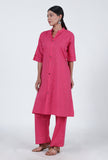 Set Of 2: Pink Cotton Kurta & Pant Set