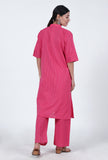 Set Of 2: Pink Cotton Kurta & Pant Set