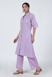 Set Of 2: Lavender Cotton Kurta & Pant Set