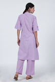 Set Of 2: Lavender Cotton Kurta & Pant Set