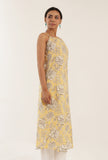 Yellow Color Cotton Slip With Multicolor Motif