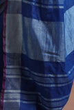 Blue Color Cotton Linen Saree With Unstitched Blouse