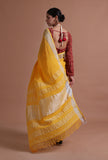 Yellow Color Cotton Linen Saree With Unstitched Blouse