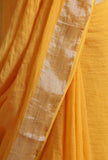 Yellow Color Cotton Linen Saree With Unstitched Blouse