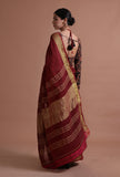 Maroon Color Cotton Linen Saree With Unstitched Blouse