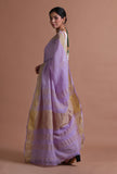 Ligth Purple Color Cotton Linen Saree With Unstitched Blouse